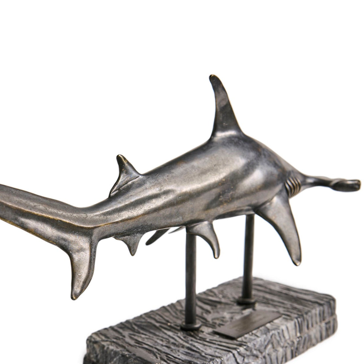 Jonathan Charles Glide Hammerhead Shark Bronze Statue with Marble Base
