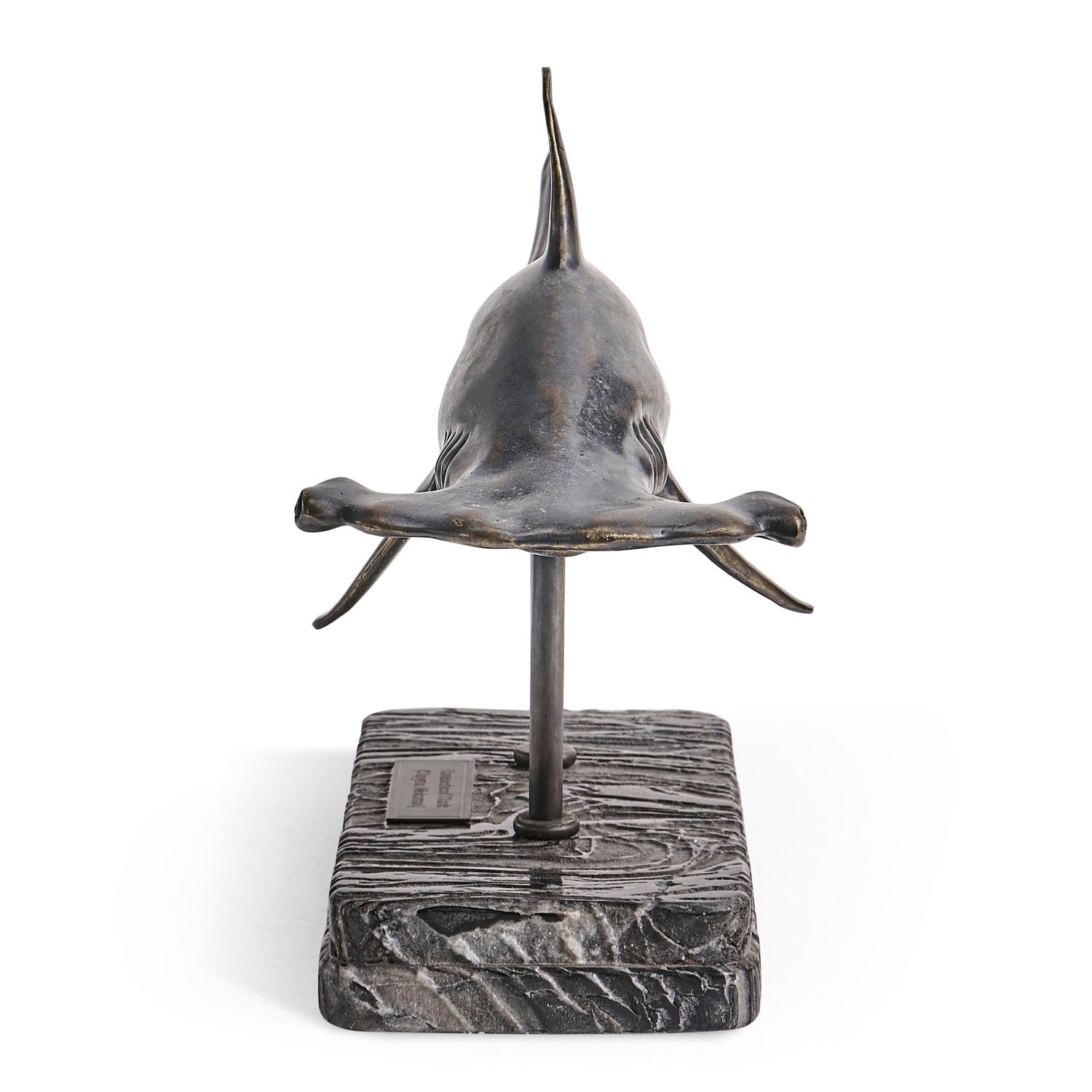 Jonathan Charles Glide Hammerhead Shark Bronze Statue with Marble Base