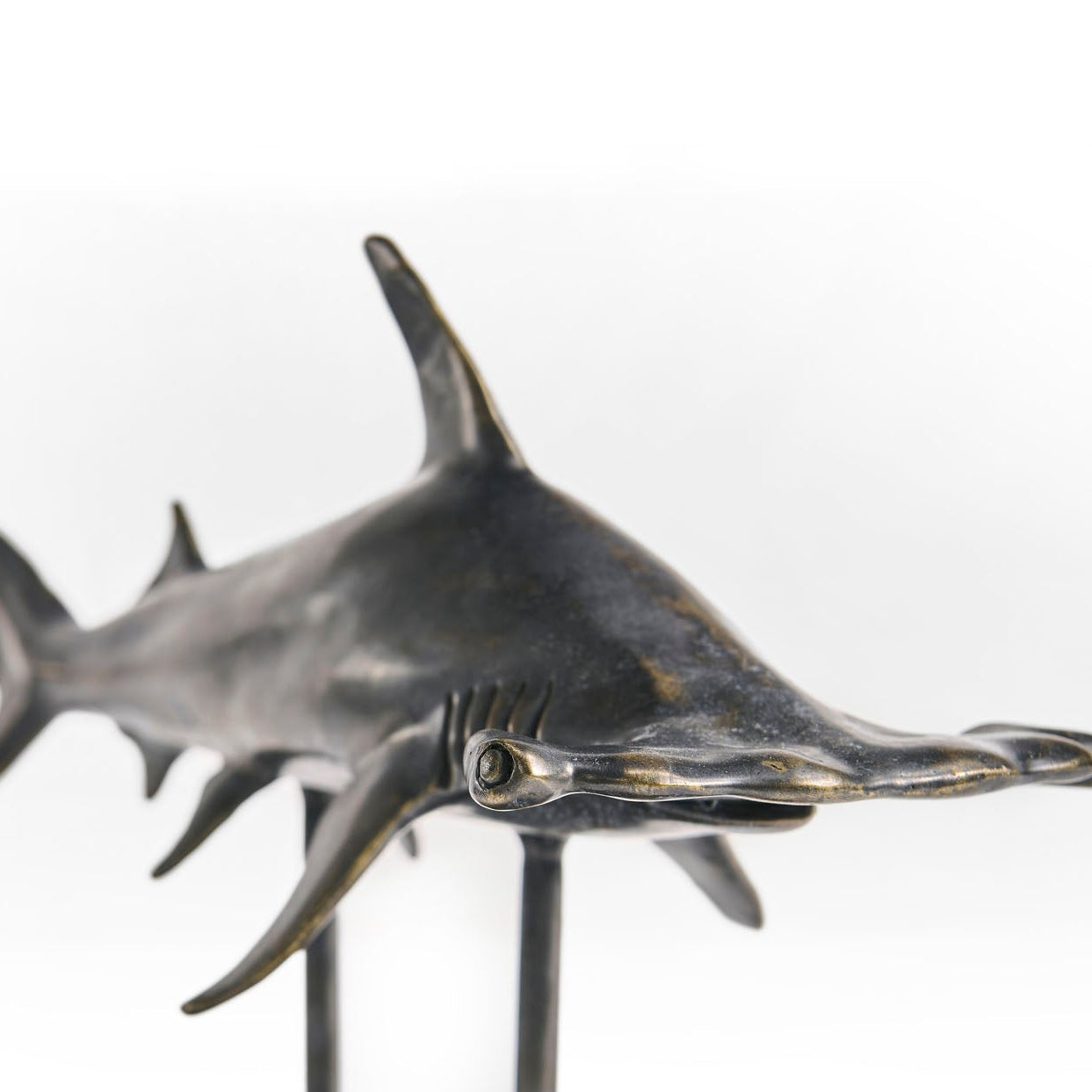 Jonathan Charles Glide Hammerhead Shark Bronze Statue with Marble Base