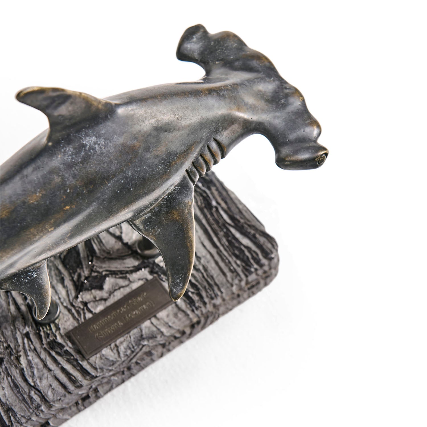 Jonathan Charles Glide Hammerhead Shark Bronze Statue with Marble Base