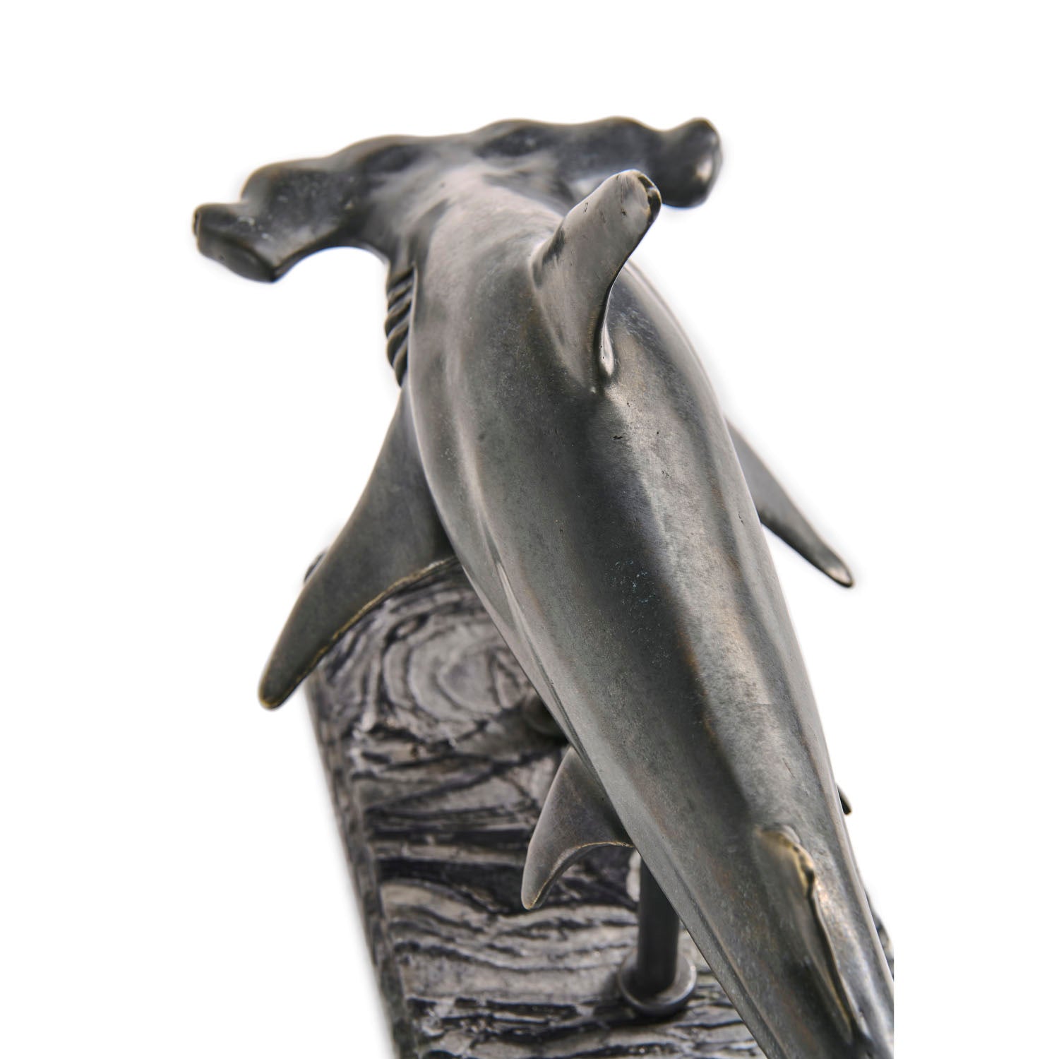 Jonathan Charles Glide Hammerhead Shark Bronze Statue with Marble Base