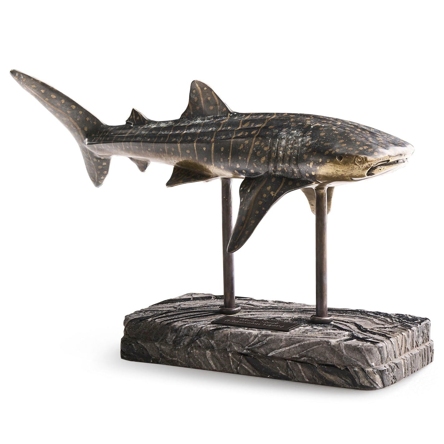 Jonathan Charles Whale Shark Bronze Statue with Marble Base