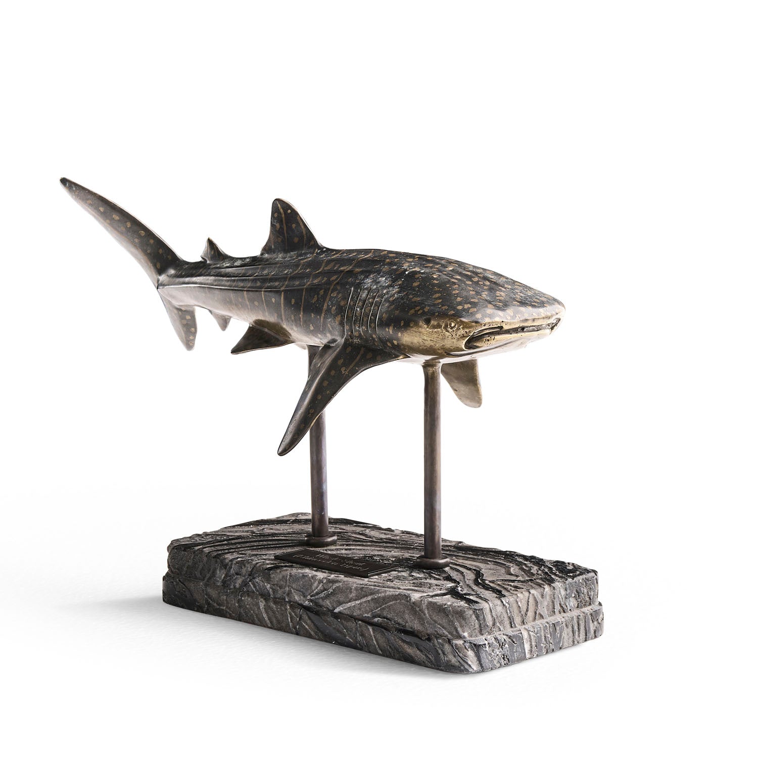 Jonathan Charles Whale Shark Bronze Statue with Marble Base