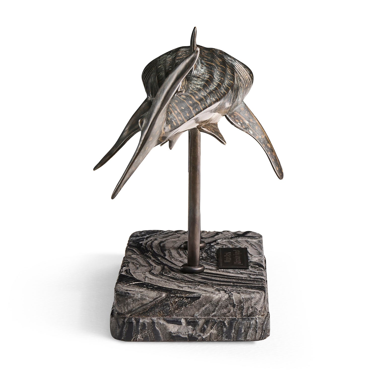 Jonathan Charles Whale Shark Bronze Statue with Marble Base