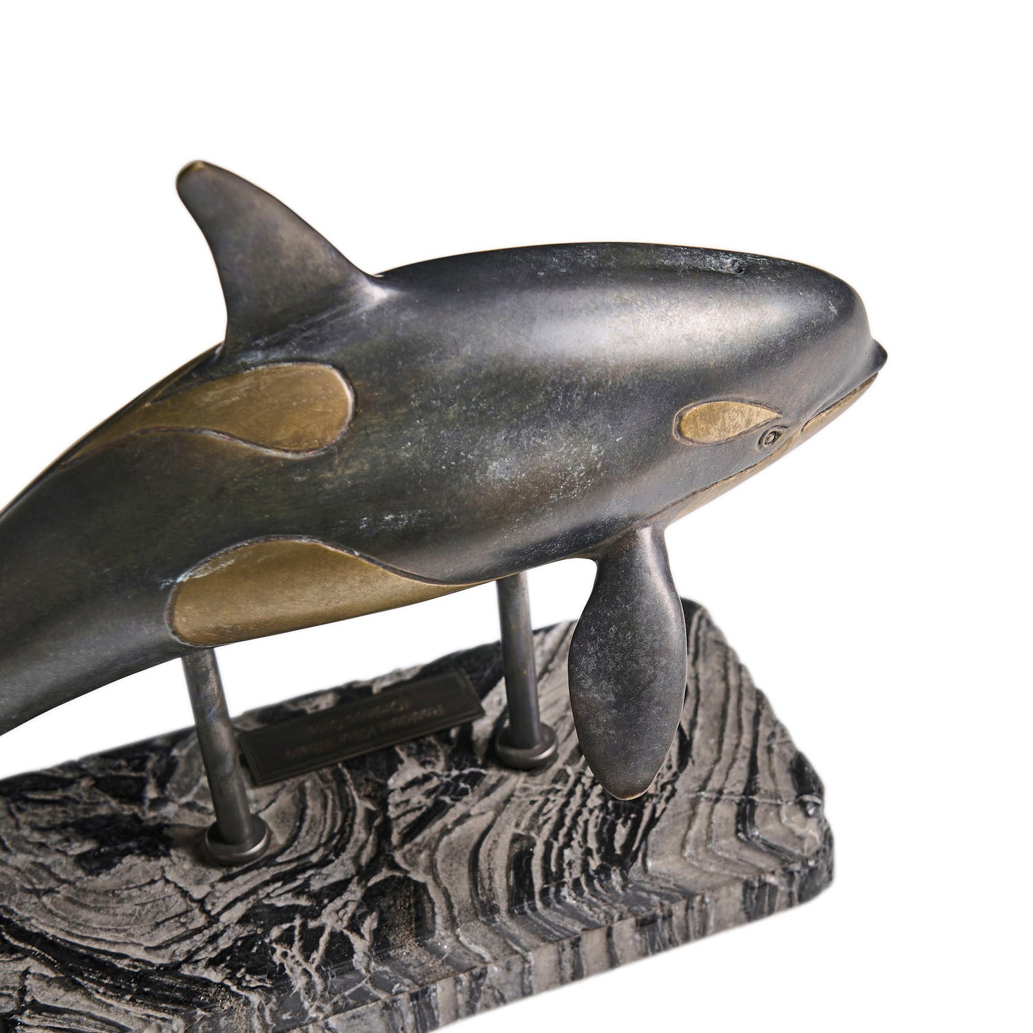 Jonathan Charles Killer Whale Bronze Statue with Marble Base