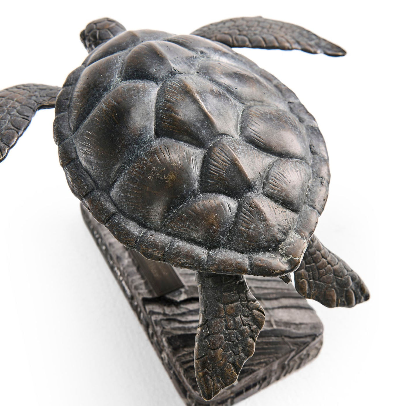 Jonathan Charles Sea Tortoise Bronze Statue with Marble Base