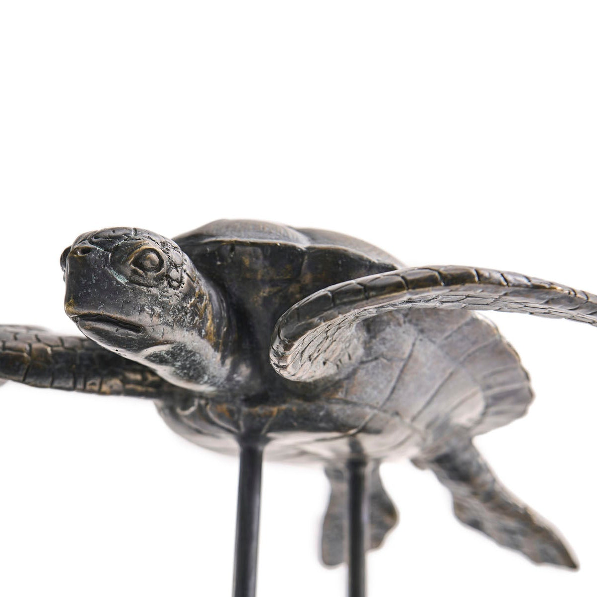 Jonathan Charles Sea Tortoise Bronze Statue with Marble Base