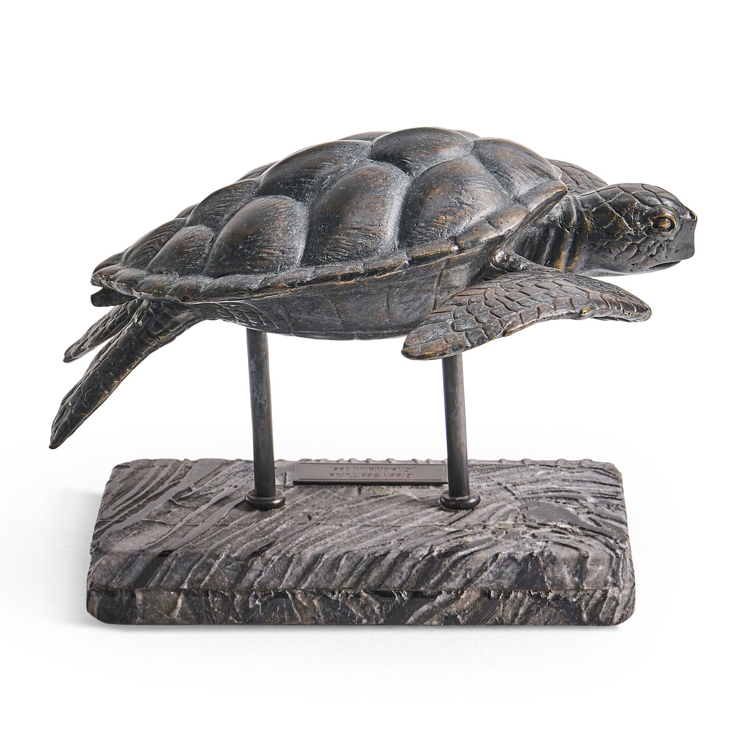 Jonathan Charles Sea Tortoise Bronze Statue with Marble Base