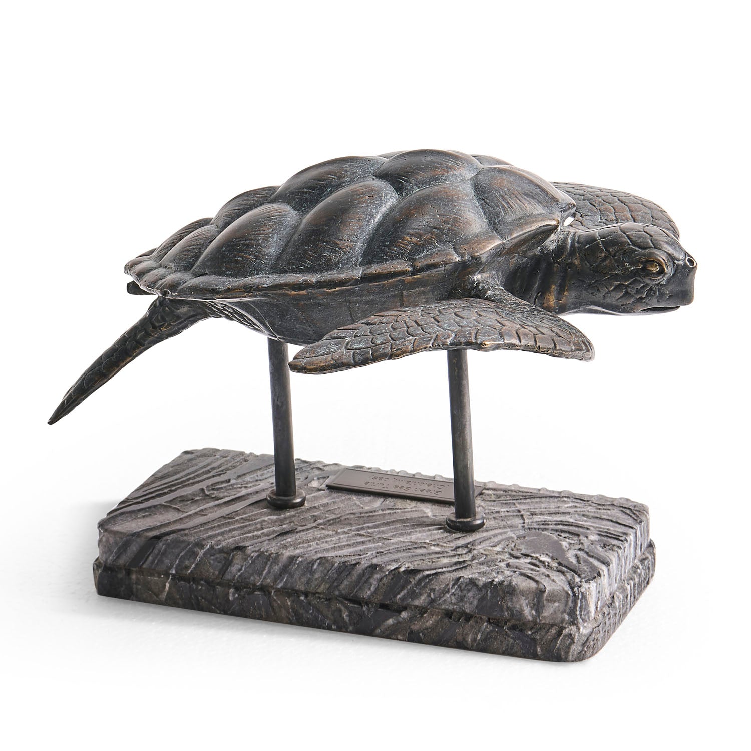 Jonathan Charles Sea Tortoise Bronze Statue with Marble Base
