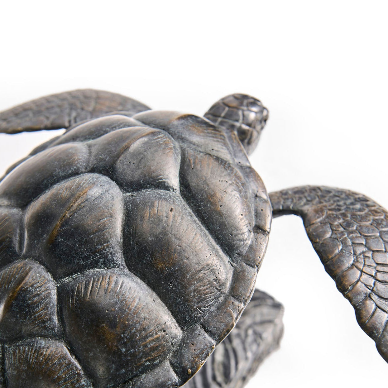 Jonathan Charles Sea Tortoise Bronze Statue with Marble Base