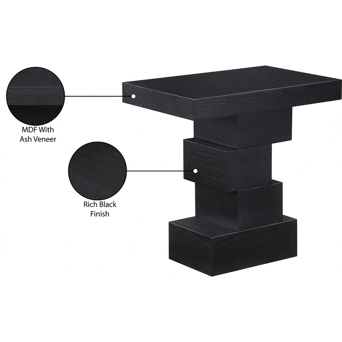 Westmount Black Ash Veneer End Side Table Set of 2