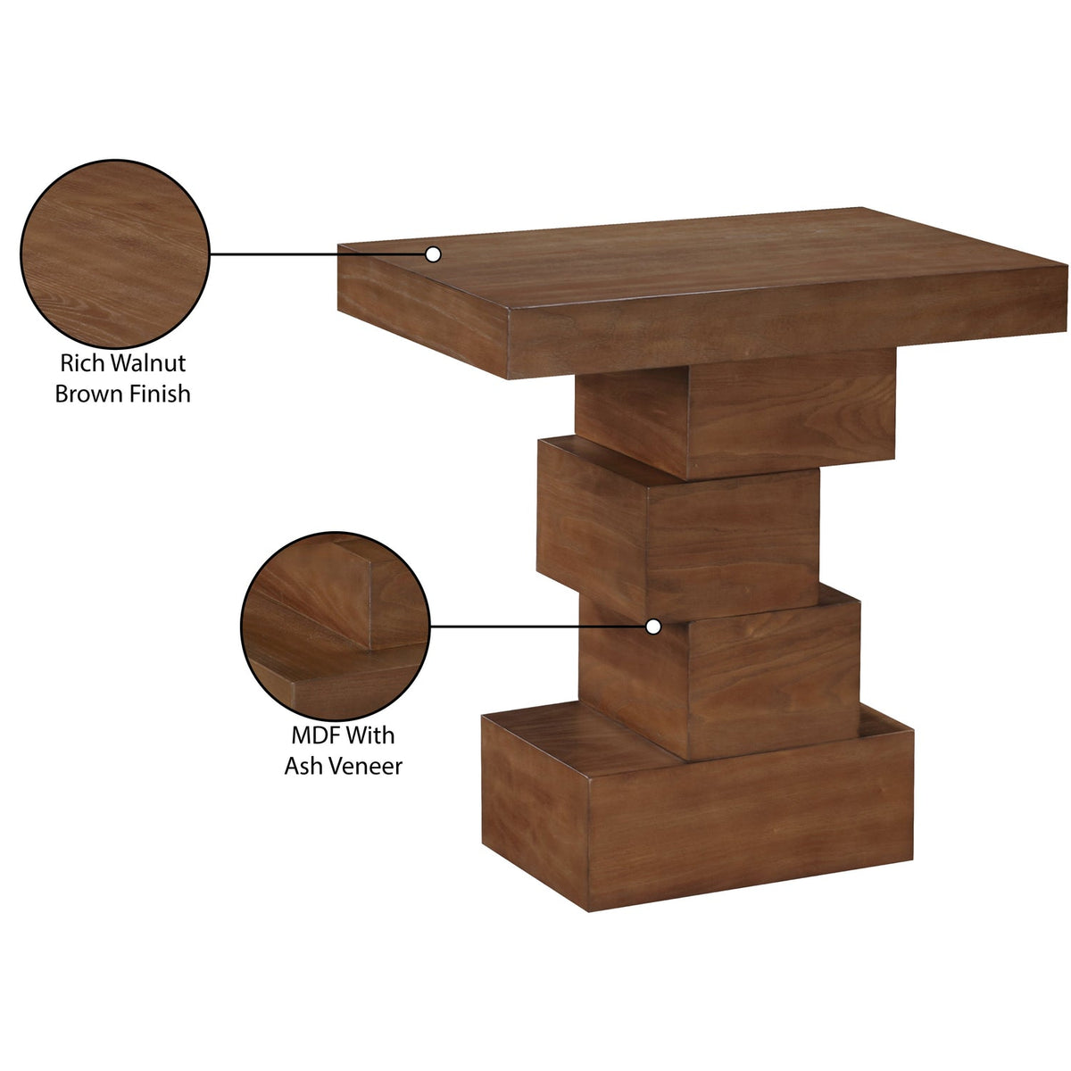 Westmount Walnut Ash Veneer End Side Table Set of 2