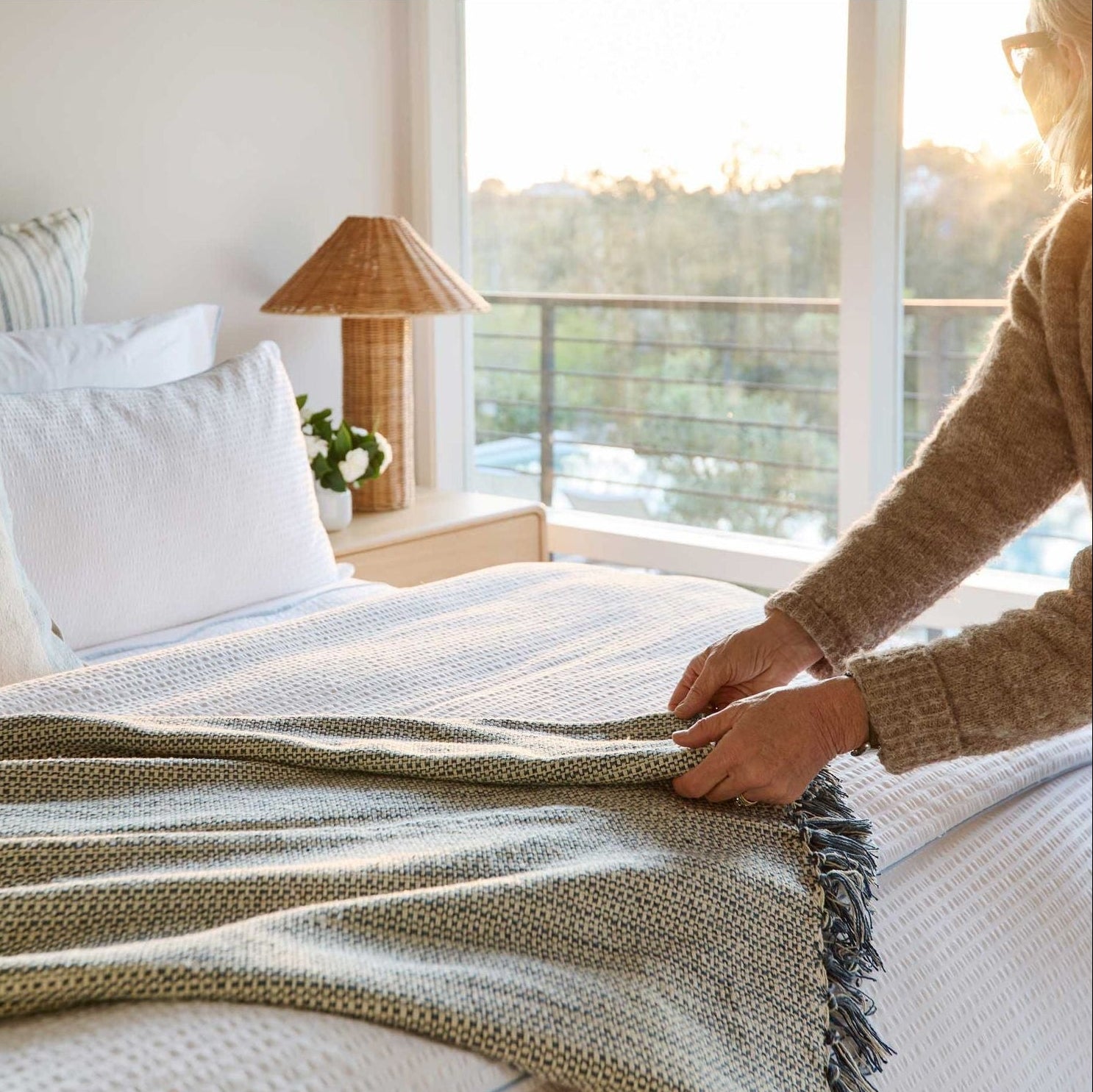 Pom Pom at Home Julian Oversized Throw Blanket handwoven recycled cotton throw with texture