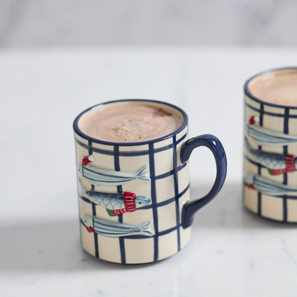 Festive Fish Mug Set of 2