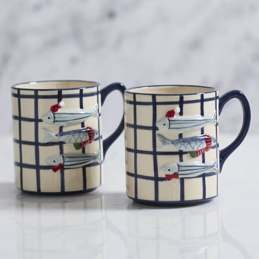 Festive Fish Mug Set of 2