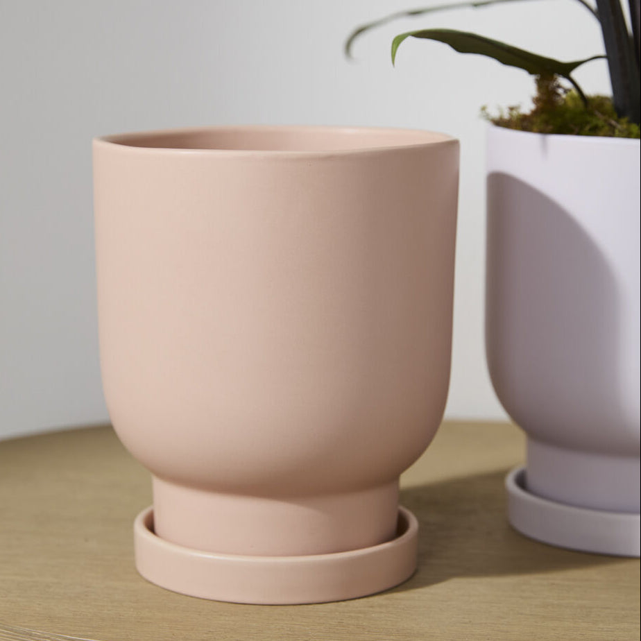 Tarrytown Pot with Saucer styled on a home surface