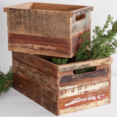 Reclaimed Wood Crate Set of 2