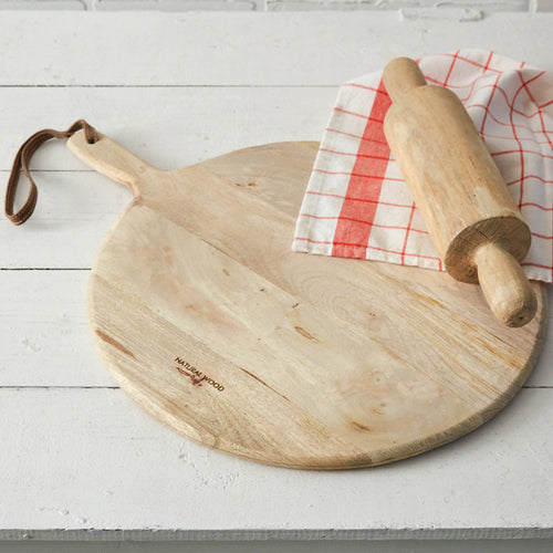 Leather Strap Round Large Cutting Board
