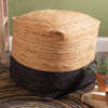 Natural and Black Jute Floor Pouf
