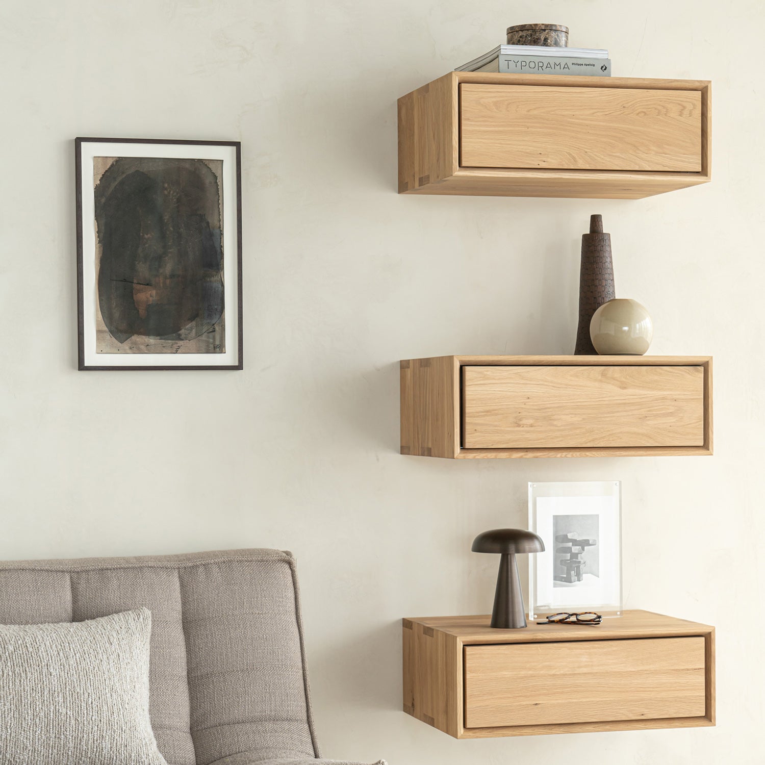 Ethnicraft Nordic II Hanging Bedside Table Set of 2