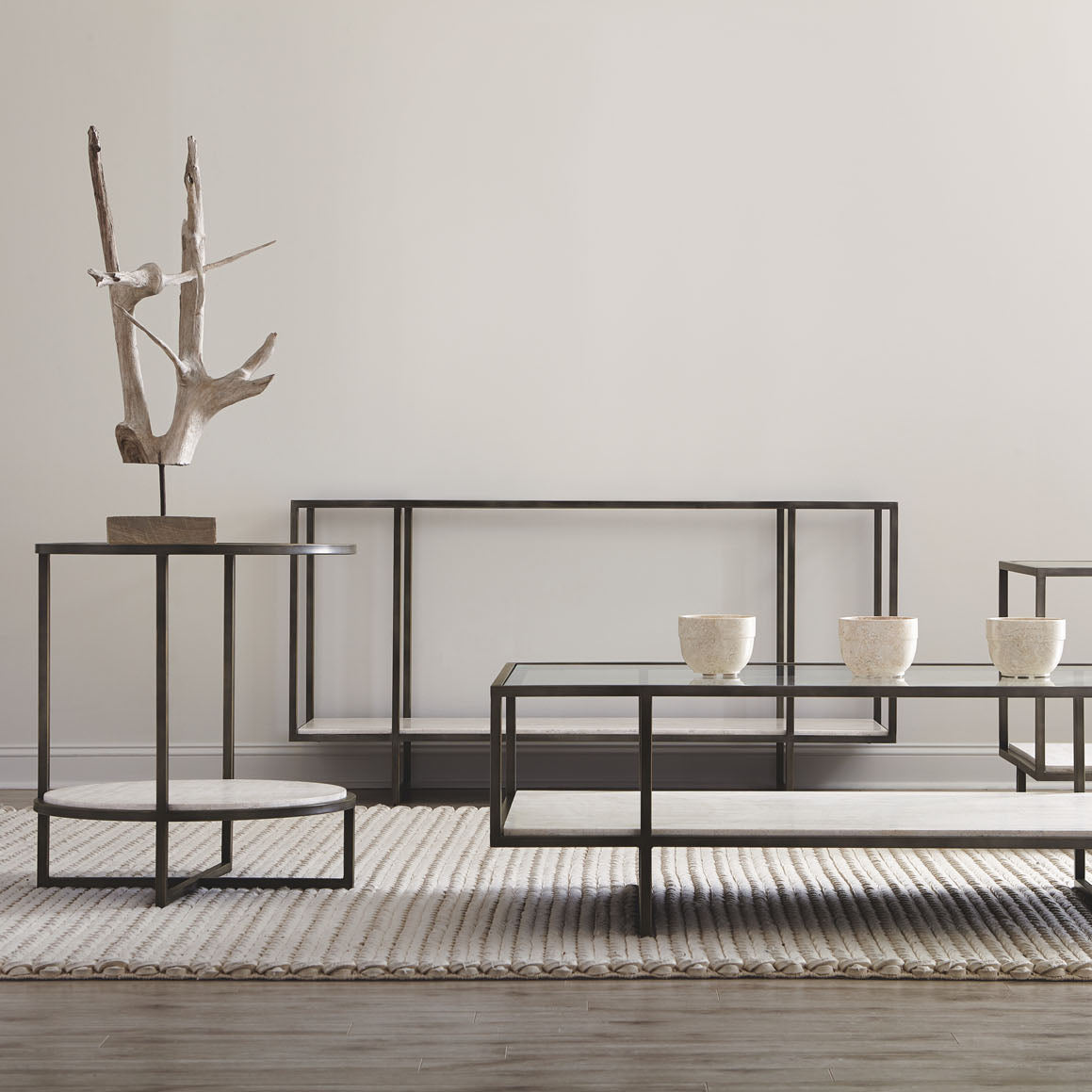 Bernhardt Living Harlow Metal Round Chairside Table