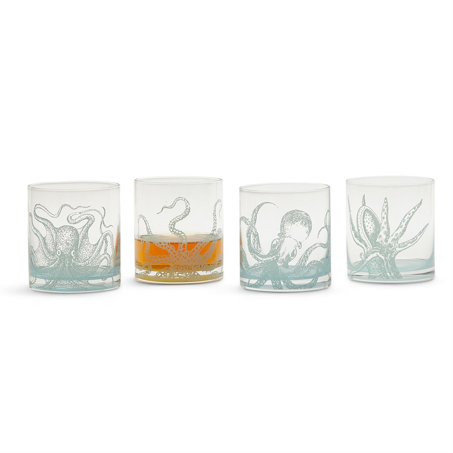 Octopus Double Old Fashion Glass Set of 4