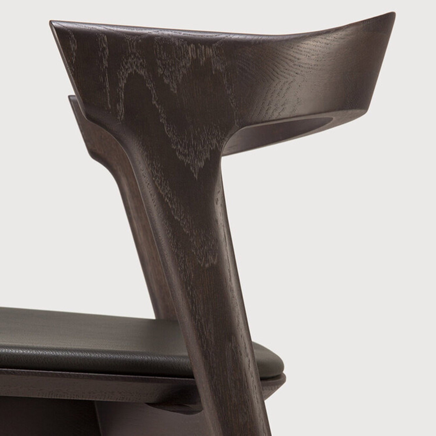 Ethnicraft Bok Oak Brown Leather Dining Chair