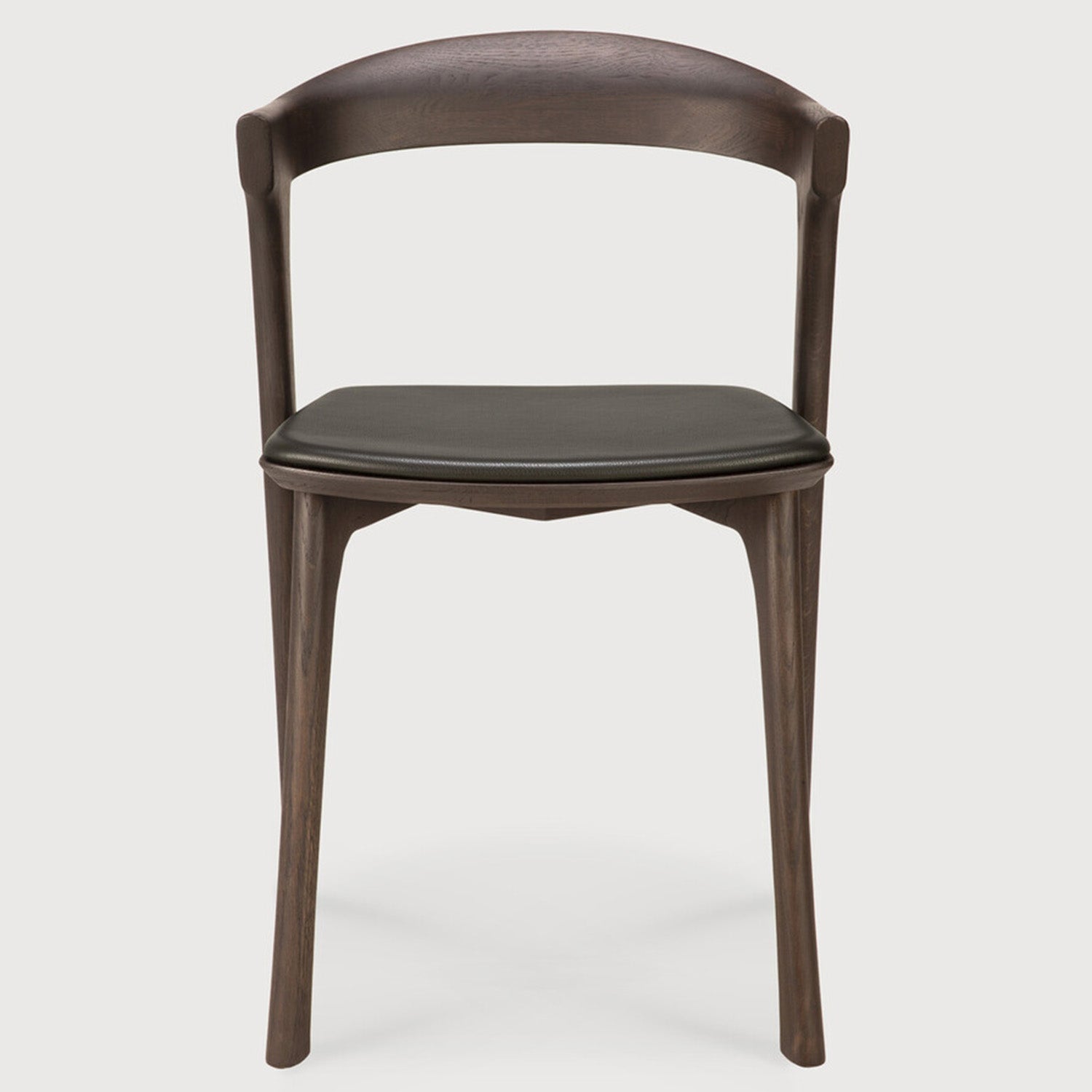 Ethnicraft Bok Oak Brown Leather Dining Chair