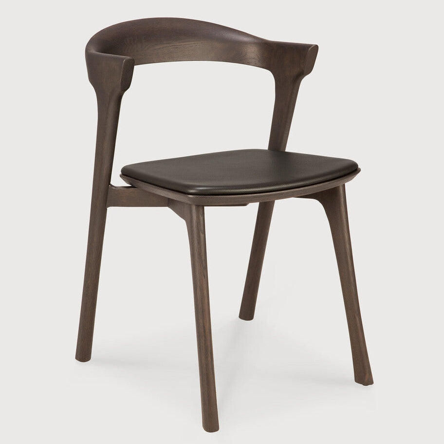 Ethnicraft Bok Oak Brown Leather Dining Chair
