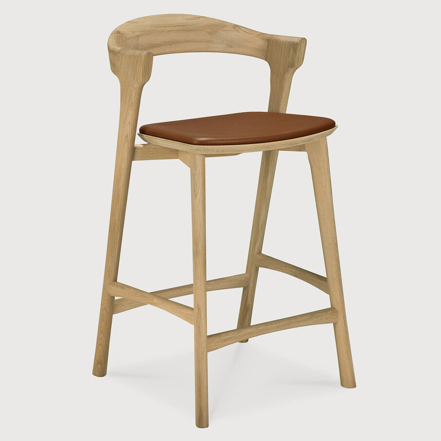 Ethnicraft Bok Leather Counter Stool Set of 2