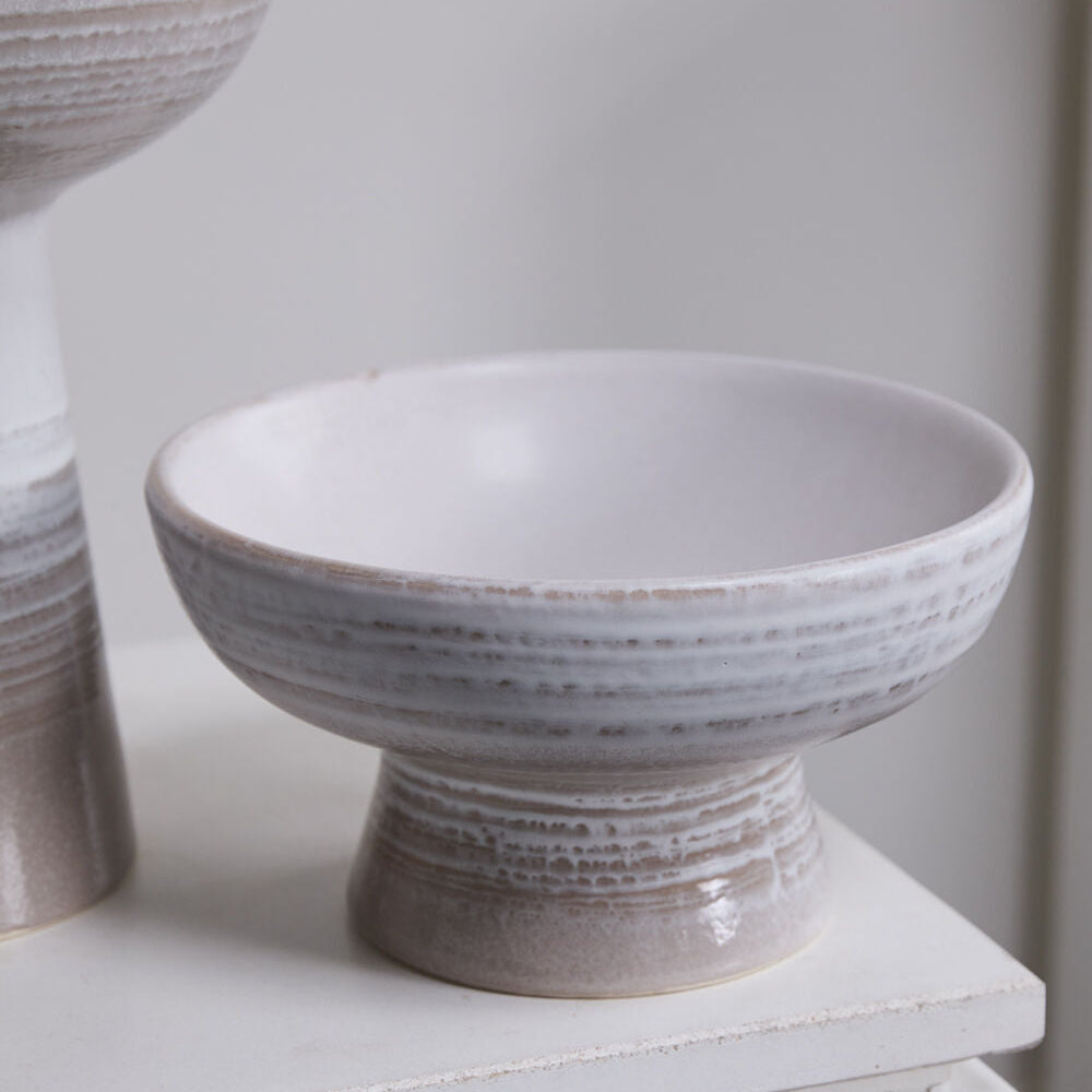 Lorca Footed Bowl detail view, grey ceramic footed bowl