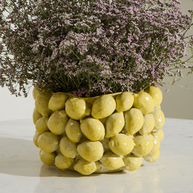 Layered Lemon Pot, yellow ceramic lemon planter