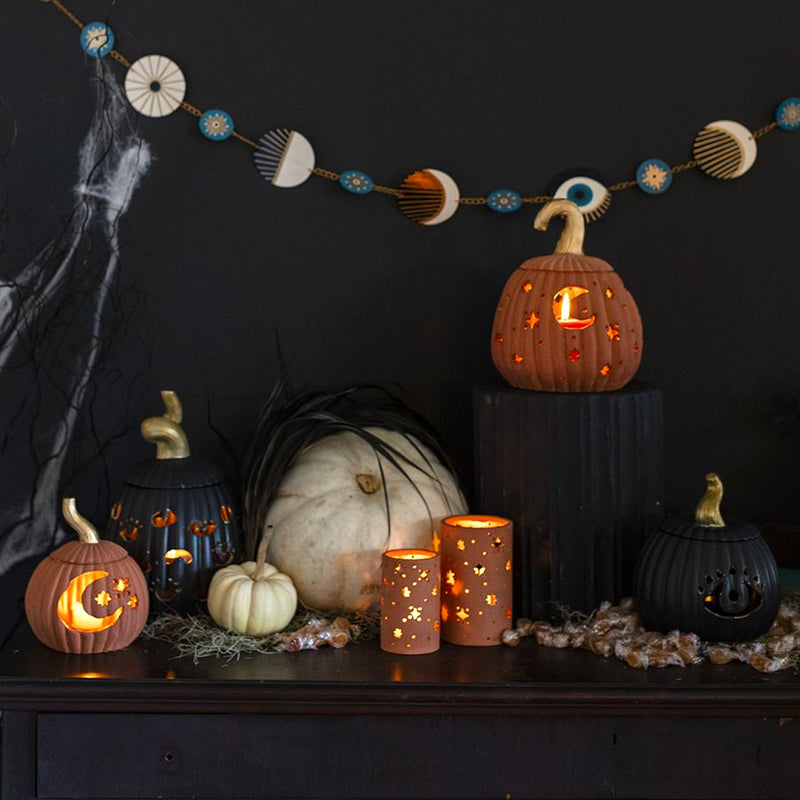 Jack O'Lantern Candle Holder Paynes Gray