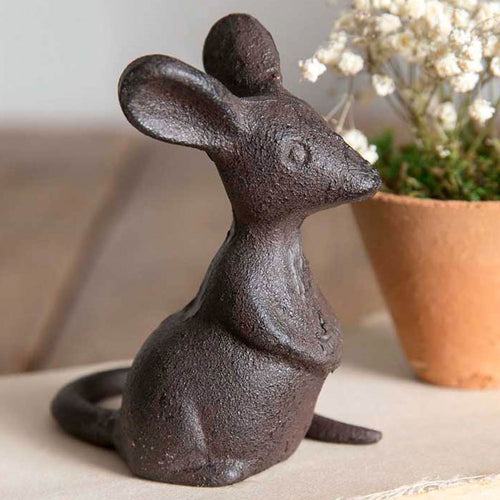 Cast Iron Mouse Sculpture Set of 4