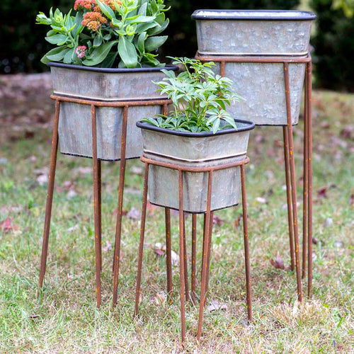 Square Planter with Stand Set of 3
