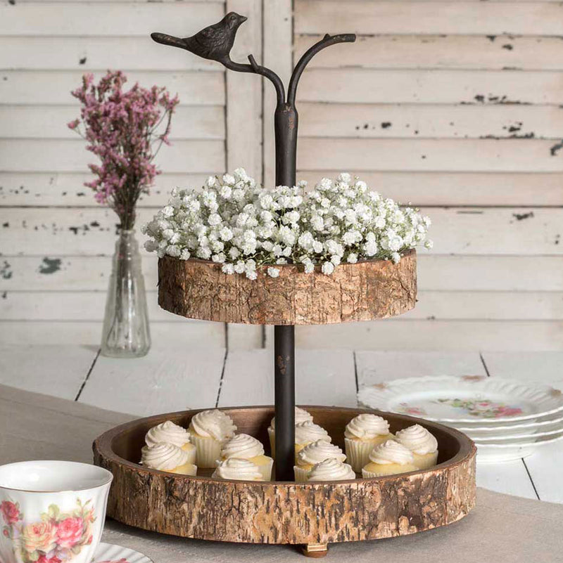 Bird and Birch Two Tiered Tray