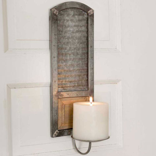 Washboard Pillar Metal Candle Wall Sconce