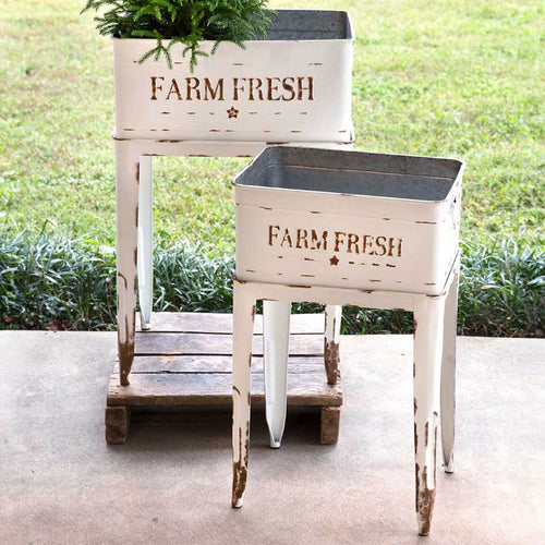Farm Fresh White Garden Stand Set of 2