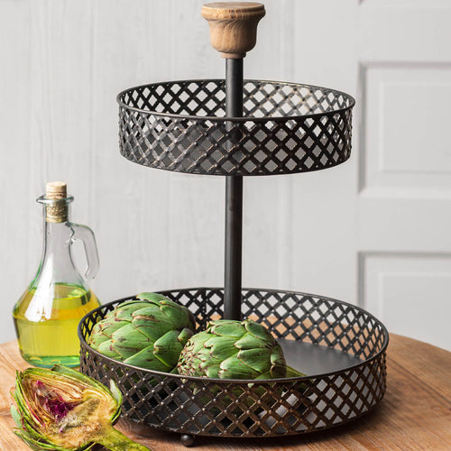 Two-Tier Black Perforated Tray