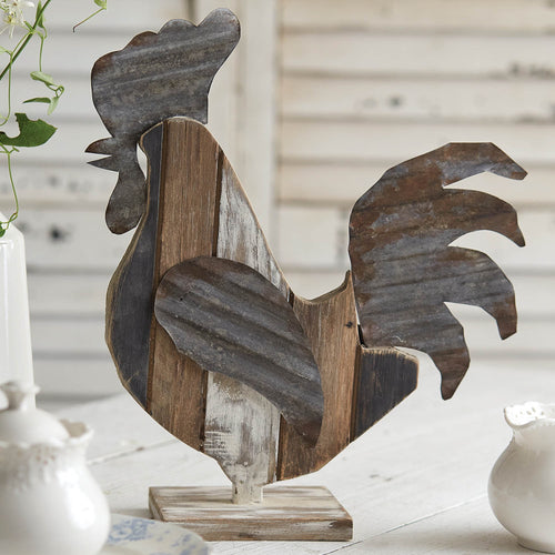 Reclaimed Wood Rooster Sculpture