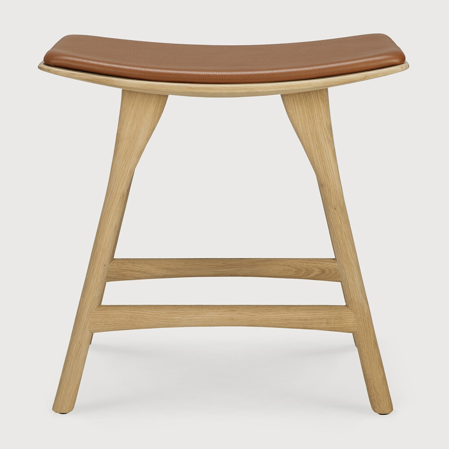 Ethnicraft Osso Oak Leather Stool