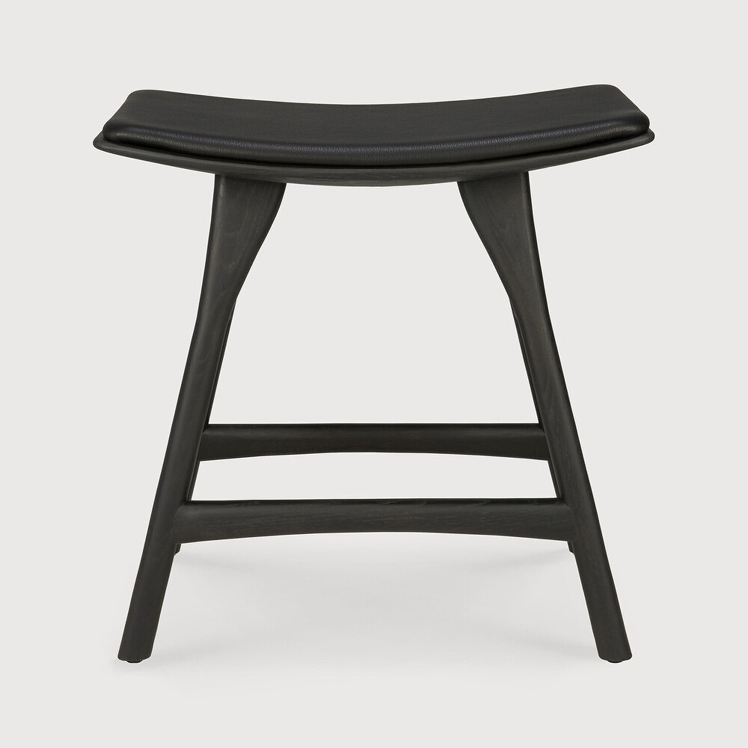 Ethnicraft Osso Oak Black Leather Stool