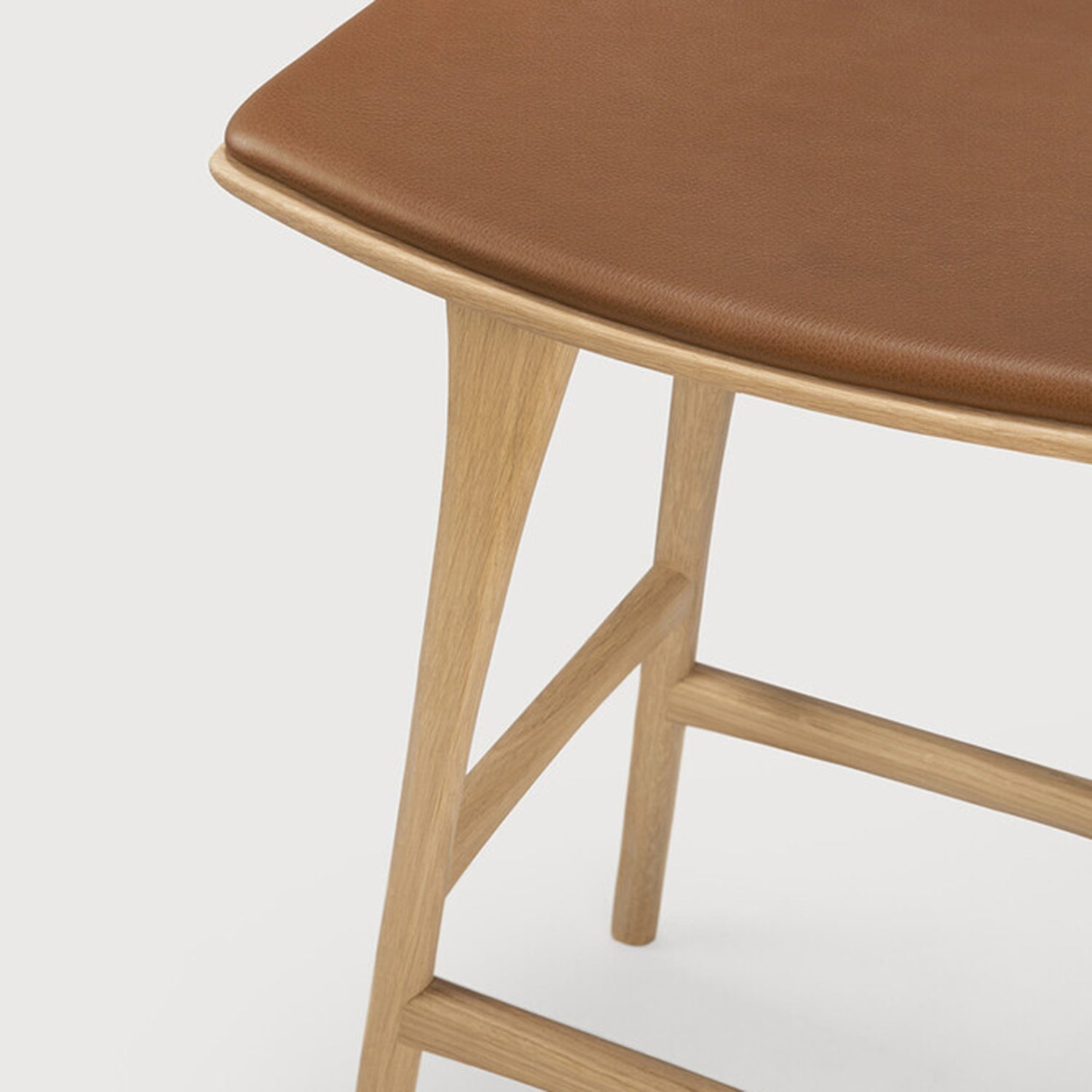 Ethnicraft Osso Oak Leather Counter Stool Set of 2