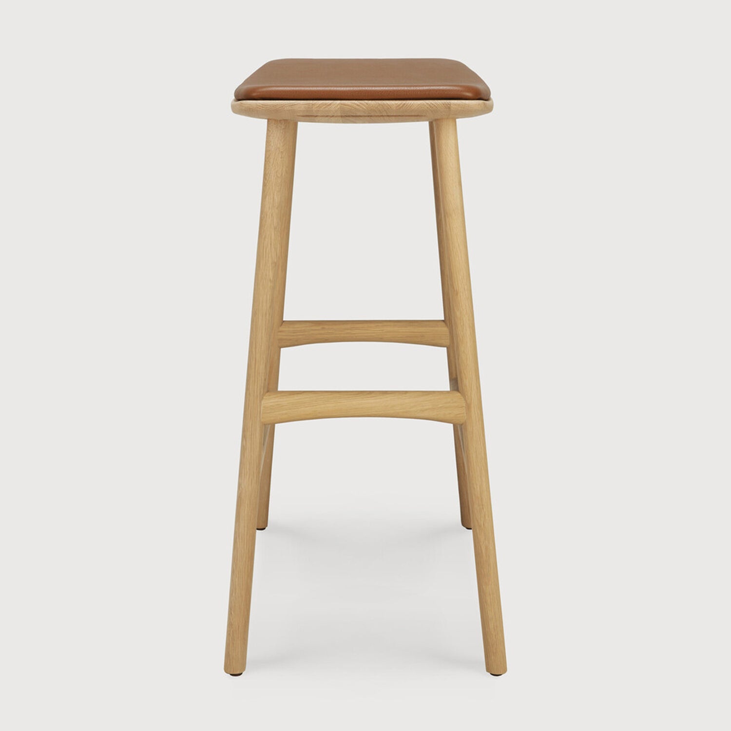 Ethnicraft Osso Oak Leather Counter Stool Set of 2