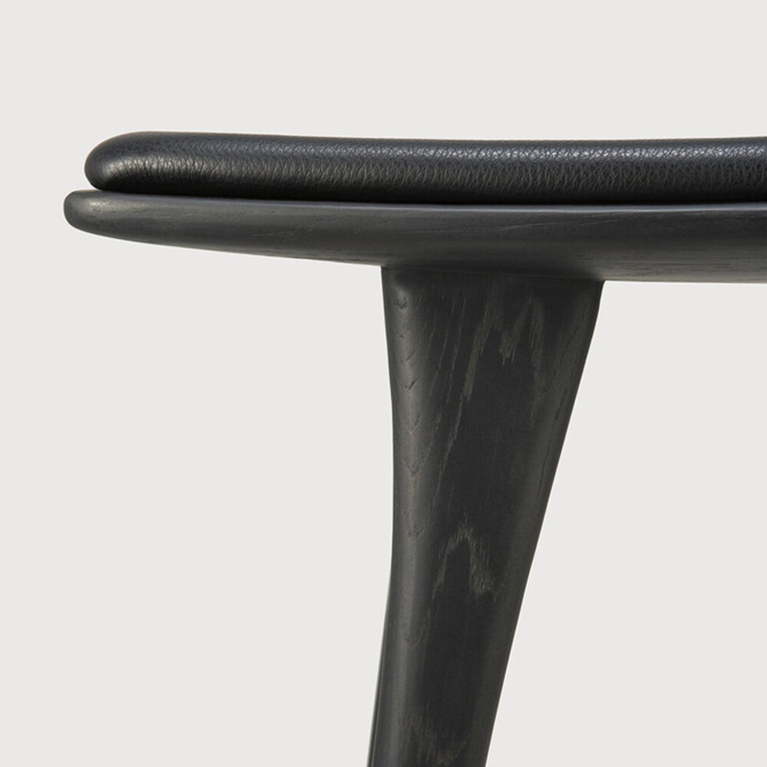 Ethnicraft Osso Oak Black Leather Counter Stool Set of 2