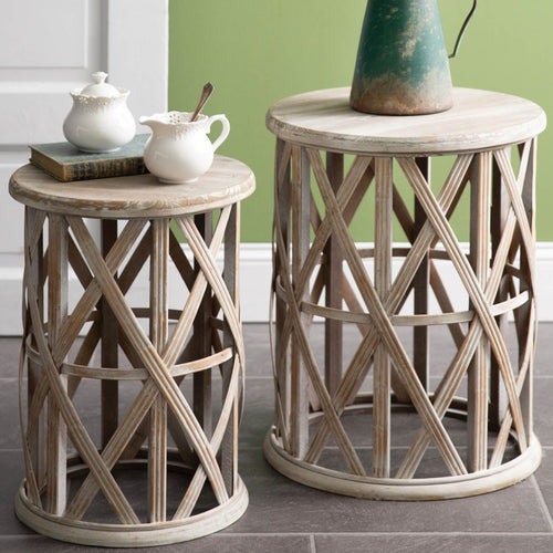 Basket Weave Accent Table Set of 2