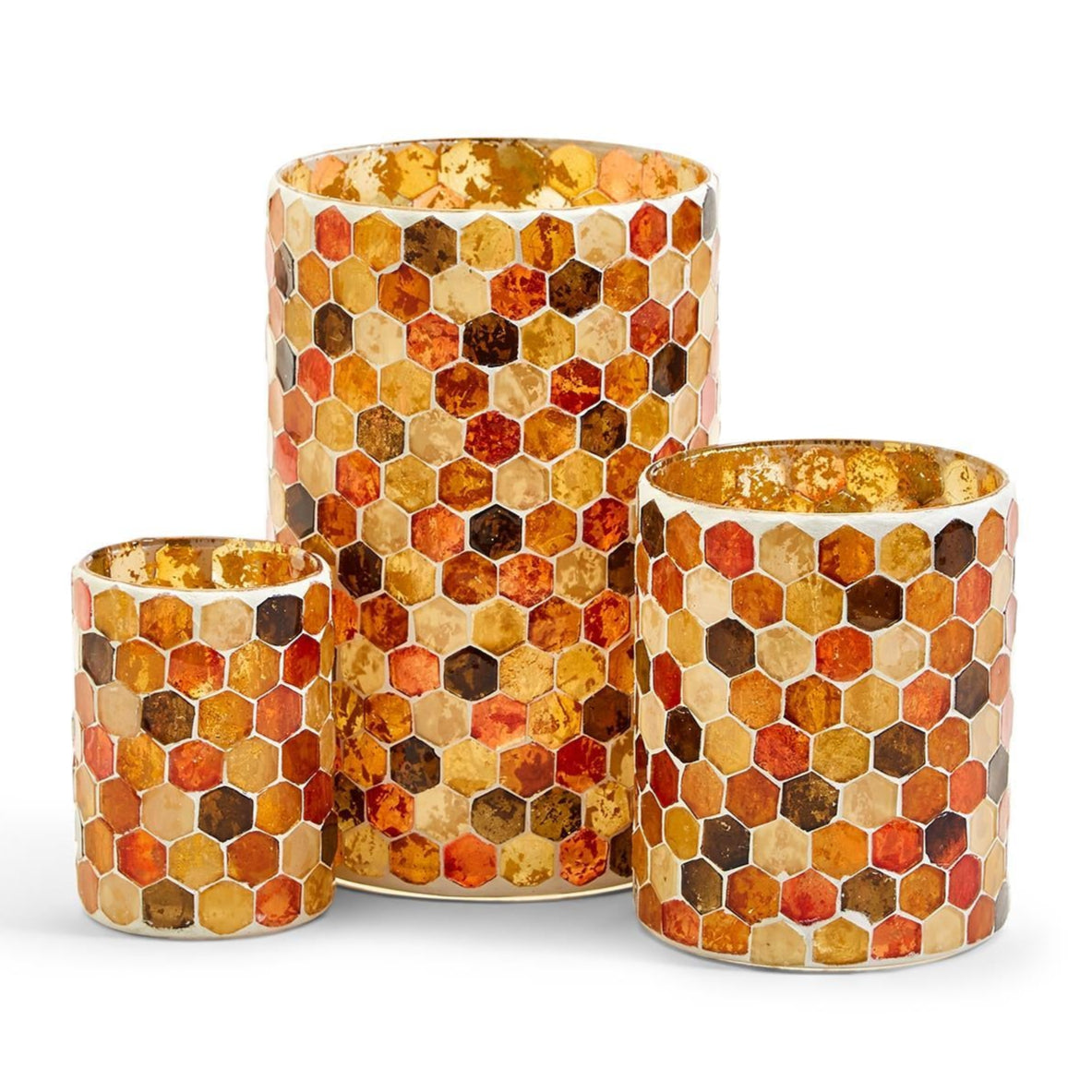 Honeycomb Mosaic Tealight Candleholder Set of 3