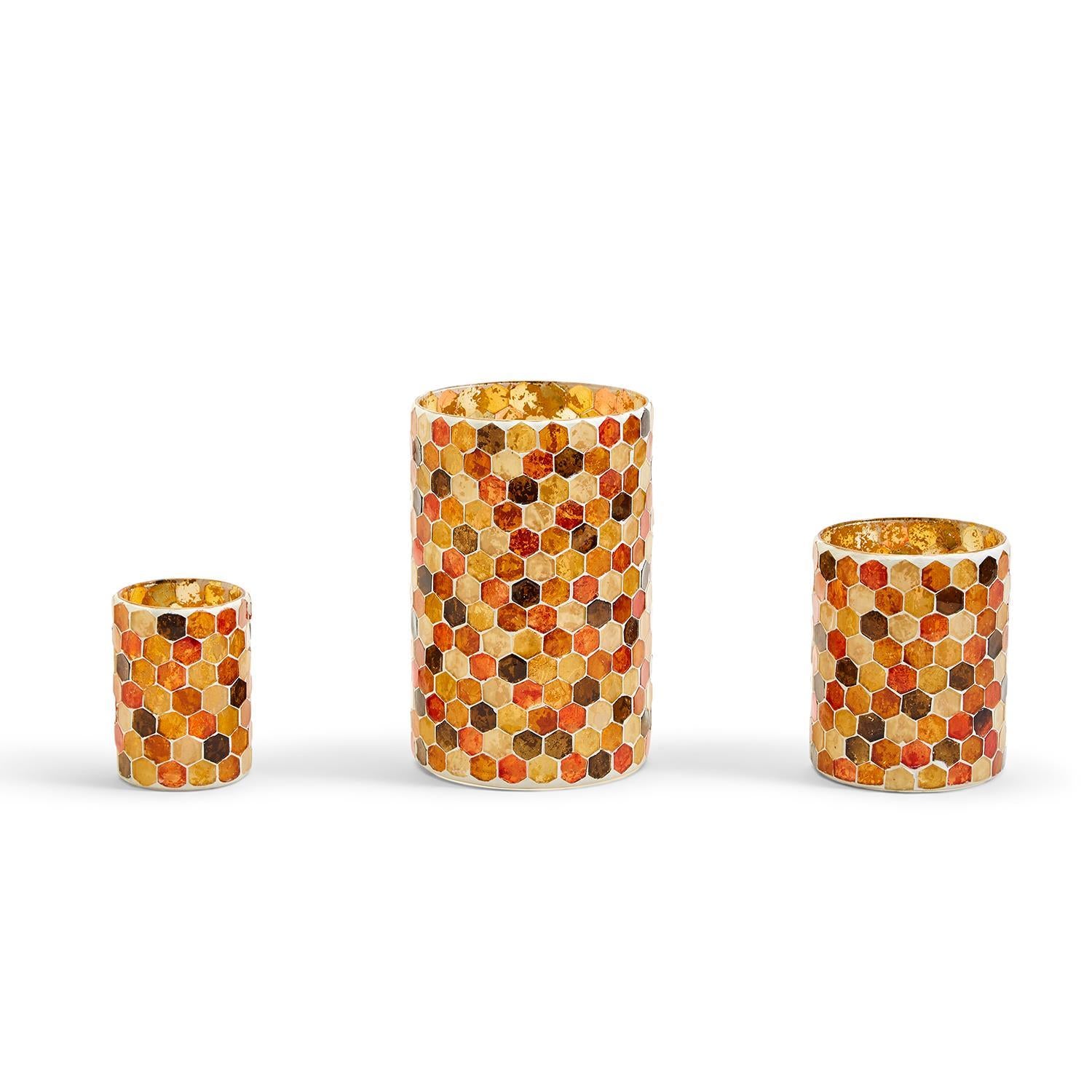 Honeycomb Mosaic Tealight Candleholder Set of 3