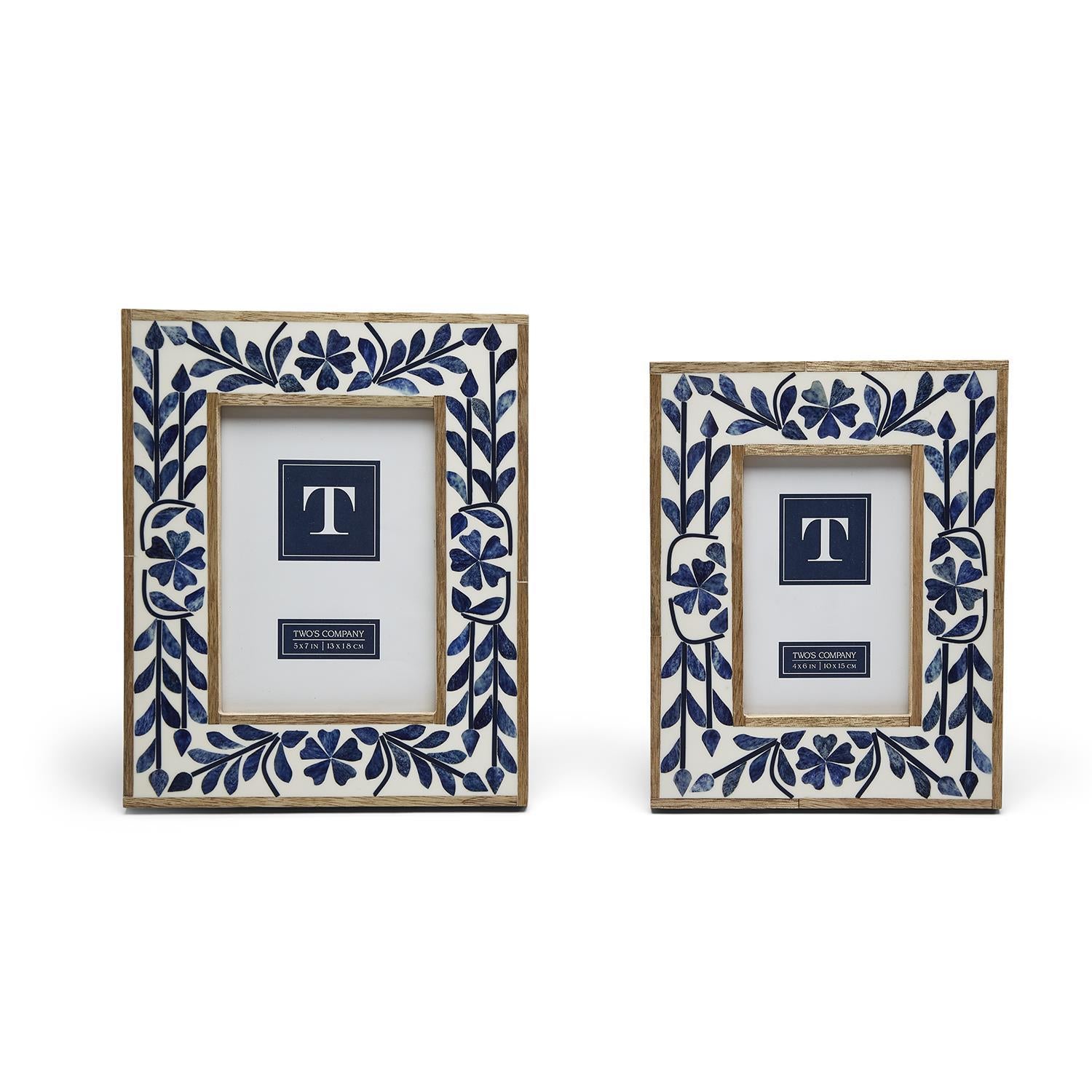 Blue Belle Bone Inlay Photo Frame Set of 2