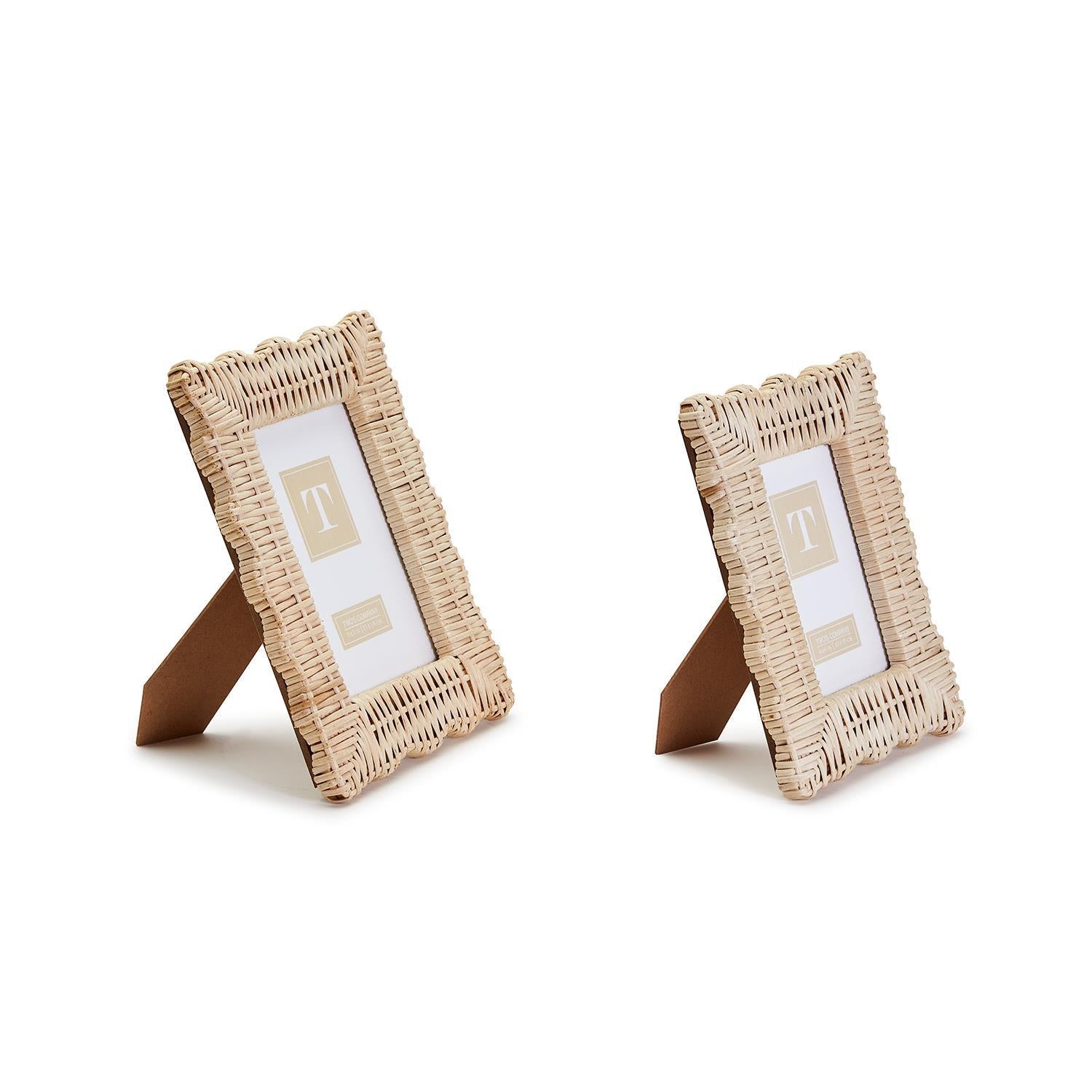 Scalloped Wicker Photo Frame Set of 2